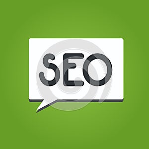 Text sign showing Seo. Conceptual photo Practice of increasing the quantity and quality of traffic to a website
