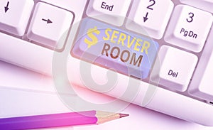 Text sign showing Server Room. Conceptual photo a room used to store power and operate computer servers