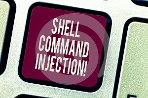 Text sign showing Shell Comanalysisd Injection. Conceptual photo used by hackers to execute system comanalysisds on photo