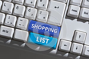 Text sign showing Shopping List. Business concept Discipline approach to shopping Basic Items to Buy