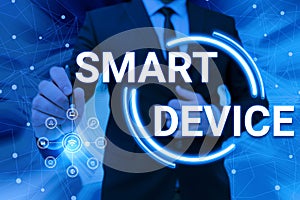 Text sign showing Smart Device. Business overview Electronic gadget that able to connect share interact with user Man