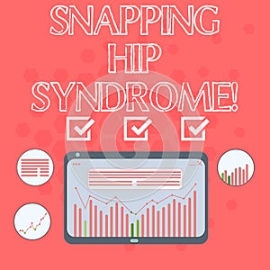 Text sign showing Snapping Hip Syndrome. Conceptual photo audible snap or click that occurs in or around the hip Digital