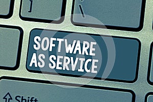 Text sign showing Software As Service. Conceptual photo On Demand licensed on Subscription and centrally hosted