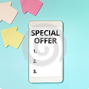 Text sign showing Special Offer. Conceptual photo interdisciplinary subfield of computational linguistics