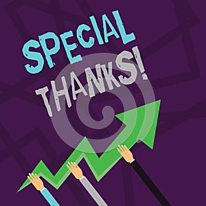 Text sign showing Special Thanks. Conceptual photo expression of appreciation or gratitude or an acknowledgment Three