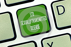 Text sign showing Std Sexually Transmitted Disease. Conceptual photo Infection spread by sexual intercourse