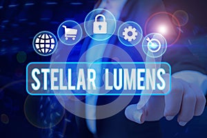 Text sign showing Stellar Lumens. Conceptual photo cryptocurrency platform that uses on remittance and payments