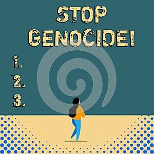 Text sign showing Stop Genocide. Conceptual photo to put an end on the killings and atrocities of showing. photo