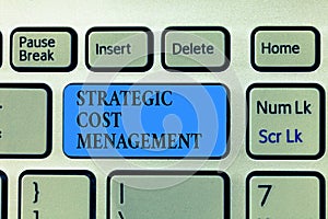 Text sign showing Strategic Cost Management. Conceptual photo combining Decision Making with Expenses Budgeting