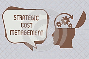 Text sign showing Strategic Cost Management. Conceptual photo combining Decision Making with Expenses Budgeting