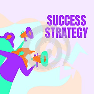 Text sign showing Success Strategy. Business overview provides guidance the bosses needs to run the company Women