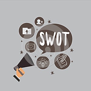 Text sign showing Swot. Conceptual photo Fundamental assessment of a company Evaluation of competitiveness