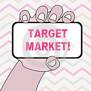 Text sign showing Target Market. Conceptual photo Particular group of consumers which a product is aimed Closeup of