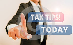 Text sign showing Tax Tips. Conceptual photo compulsory contribution to state revenue levied by government Digital