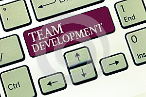 Text sign showing Team Development. Conceptual photo learn why and how small groups change over time with graphs