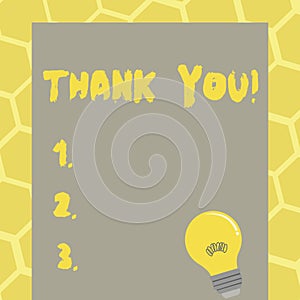 Text sign showing Thank You. Conceptual photo Appreciation greeting Acknowledgment Gratitude.