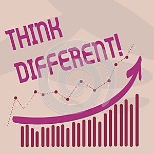 Text sign showing Think Different. Conceptual photo Rethink Change on vision Acquire New Ideas Innovate.