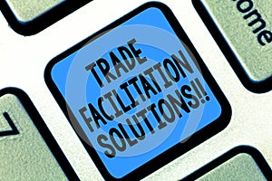 Text sign showing Trade Facilitation Solutions. Conceptual photo harmonisation of international trade procedures