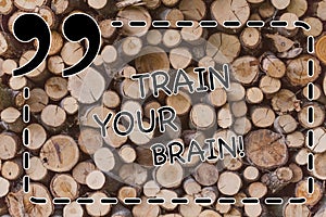 Text sign showing Train Your Brain. Conceptual photo Educate yourself get new knowledge improve skills Wooden background