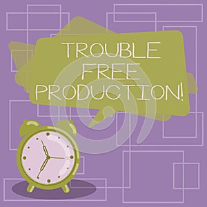 Text sign showing Trouble Free Production. Conceptual photo Without problems or difficulties in the production Blank Rectangular