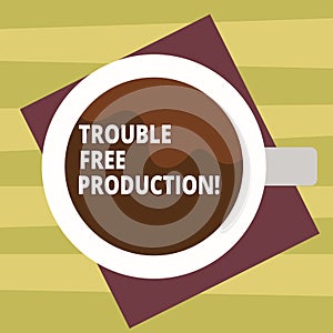 Text sign showing Trouble Free Production. Conceptual photo Without problems or difficulties in the production Top View