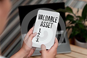 Text sign showing Valuable Asset. Business approach Your most valuable asset is your ability or capacity Voice And Video