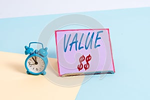 Text sign showing Value Dolar. Conceptual photo the worth of the process id of the currently running process.