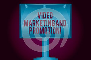 Text sign showing Video Marketing And Promotion. Conceptual photo New modern ways for advertising campaign Blank Lamp Lighted