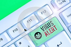 Text sign showing Virus Alert. Conceptual photo message warning of a nonexistent computer virus threat.