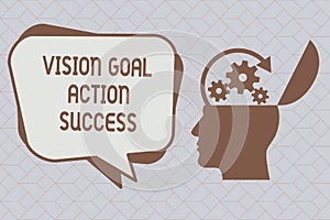 Text sign showing Vision Goal Action Success. Conceptual photo Strategic Planning Process Act your Dreams