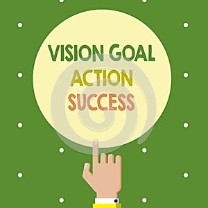 Text sign showing Vision Goal Action Success. Conceptual photo Strategic Planning Process Act your Dreams