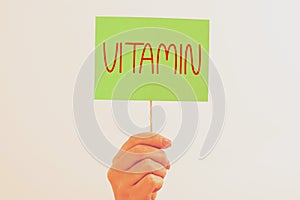 Text sign showing Vitamin. Business showcase organic molecule that is essential micronutrient that organism needs