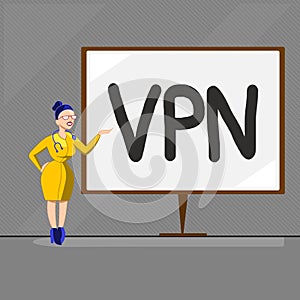 Text sign showing Vpn. Conceptual photo Redirects your connection to the Internet through configured server