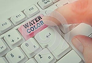 Text sign showing Water Color. Conceptual photo watersoluble binder such as gum arabic and thinned with water photo