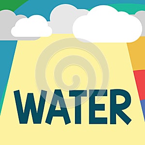 Text sign showing Water. Conceptual photo colourless transparent odourless liquid which forms seas rivers