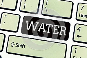 Text sign showing Water. Conceptual photo colourless transparent odourless liquid which forms seas rivers