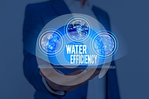 Text sign showing Water Efficiency. Conceptual photo reduce water wastage by measuring amount of water required Elements of this