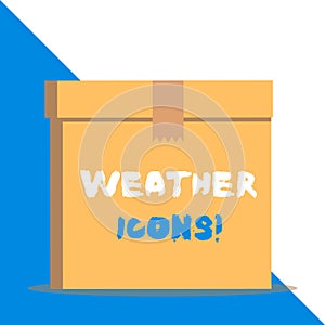Text sign showing Weather Icons. Conceptual photo Plotted on a synoptic chart used for weather forecasting.