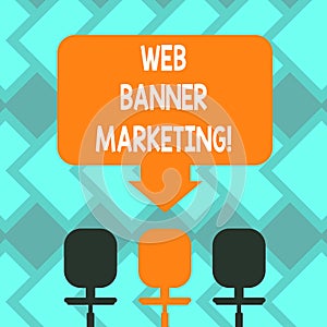 Text sign showing Web Banner Marketing. Conceptual photo entails to embed an advertisement in a web page Blank Space