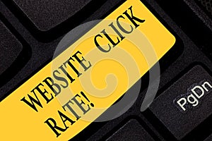 Text sign showing Website Click Rate. Conceptual photo ratio users who click specific link to number total users