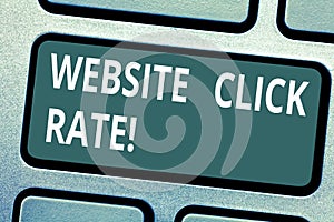 Text sign showing Website Click Rate. Conceptual photo ratio users who click specific link to number total users