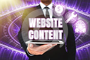 Text caption presenting Website Content. Internet Concept single most important and soughtafter commodity on the web Man photo