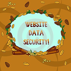 Text sign showing Website Data Security. Conceptual photo Protecting digital data from unauthorized users Wreath Made of