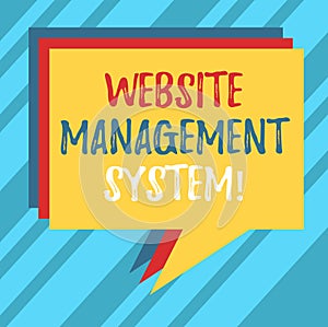 Text sign showing Website Management System. Conceptual photo way to analysisage digital information on a website Stack of Speech photo