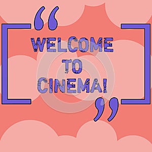 Text sign showing Welcome To Cinema. Conceptual photo introduce someone to theatre where films shown for public Rows of