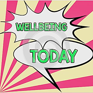 Text sign showing Wellbeing. Word for A good or satisfactory condition of existence including health