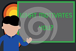Text sign showing What Motivates Youquestion. Conceptual photo know reasons why you want to wake up each morning Young