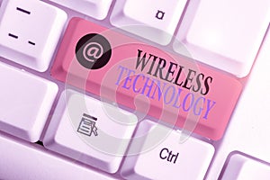 Text sign showing Wireless Technology. Conceptual photo a technology that allows wireless communication.