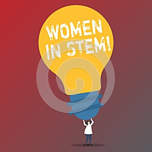 Text sign showing Women In Stem. Conceptual photo Science Technology Engineering Mathematics Scientist Research.