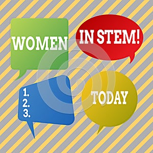 Text sign showing Women In Stem. Conceptual photo Science Technology Engineering Mathematics Scientist Research